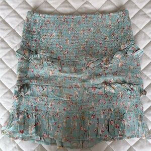 Forever 21 Floral Smocked Mini Skirt - Blue